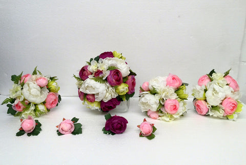 Round Bouquet - Purple & White - Alice G