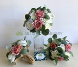 Teardrop Bouquet - Dusty Pink & White - Annika R | ARTISTIC GREENERY | WA Perth Australia Silk Wedding Bouquets Specialist