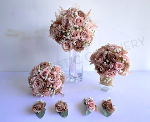 Rustic Bridal Bouquet - Rustic Pink - Anushka V | ARTISTIC GREENERY Wedding Flowers