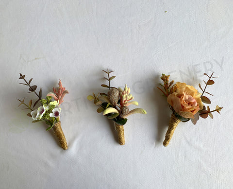 Faux Flower Buttonholes - Australian Native Flowers & Greenery (Product Code: BH005) | ARTISTIC GREENERY