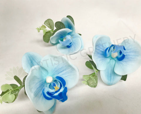 Buttonhole - Blue Orchid with Greenery - Deanne F