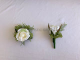 Buttonhole and corsage - Silk Teardrop Cascade Bouquet Whtie and Pink - Brianna J | ARTISTIC GREENERY