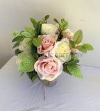 Bridesmaid's bouquet - Silk Teardrop Cascade Bouquet Whtie and Pink - Brianna J | ARTISTIC GREENERY