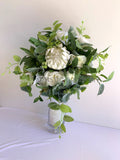 Bridal Bouquet - Silk Teardrop Cascade Bouquet Whtie and Pink - Brianna J | ARTISTIC GREENERY