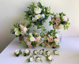 Silk Teardrop Cascade Bouquet Whtie and Pink - Brianna J | ARTISTIC GREENERY