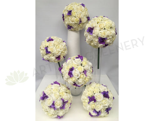 Wedding Table Centrepieces - Purple & White - Bronwyn