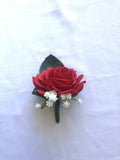 Corsage & Buttonhole - Red Roses & White Orchids - CB0009 - $56/set