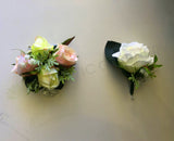 Corsage & Buttonhole - Pink & Light Green Roses - CB0012 - $53/set