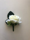 Corsage & Buttonhole - White Roses with Blue Ribbons - CB0013 - $56/set