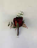 School ball buttonhole - burgundy rose (silk flowers) Perth