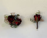 Corsage & Buttonhole - Burgundy Roses with Berries - CB0024 - $50/set