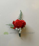 CB0026ROSE Artificial Red Roses with Gypso Corsage & Boutonniere - $53/set | ARTISTIC GREENERY