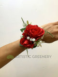 CB0026ROSE Artificial Red Roses with Gypso Corsage & Boutonniere - $53/set | ARTISTIC GREENERY