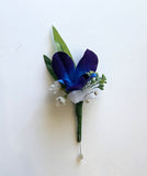 Corsage & Buttonhole - Blue Galaxy Orchid with Diamantes - CB0029 - $56/set
