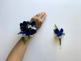 Corsage & Buttonhole - Blue Galaxy Orchid with Diamantes - CB0029 - $56/set | ARTISTIC GREENERY