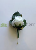 Corsage & Buttonhole - White Roses with Black & Gold Ribbons - CB0032 - $56/set