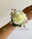 Corsage & Buttonhole - White Rose with Pink Baby's Breath - CB0036Pink - $50/set