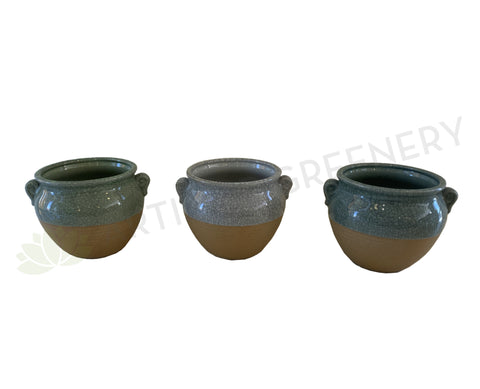CER-T8003-101 Half Glazed Ceramic Pot/Urn- 3 Colours | ARTISTIC GREENERY