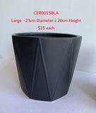 CER0015BLA "V" Pattern Ceramic Pots - Black - 3 Sizes | ARTISTIC GREENERY