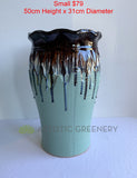 Paint Dipped Style Round - Mint & Brown (Ceramic) - Code: CER0017 | ARTISTIC GREENERY
