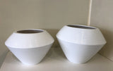 Ceramic Spinning Top Shaped Vase - Metallic / White / Black