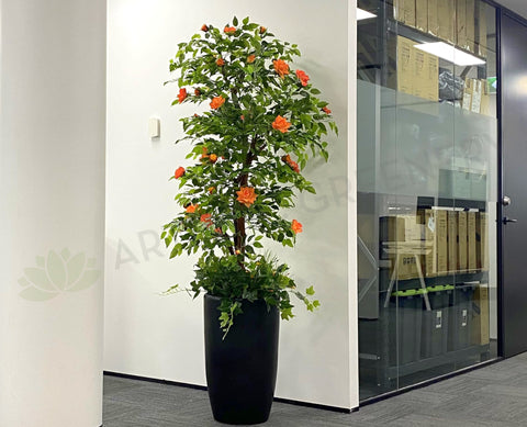 CT003 Custom-made Real Touch Branch Rose Tree 160cm Orange | ARTISTIC GREENERY