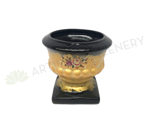 Gold & Black Ceramic Urn (Small) 19cm x18cm