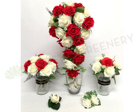 Teardrop Bouquet - Red & White - Chloe