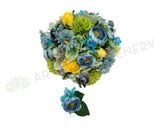 Round Bouquet - Blue Lime Yellow - Claire
