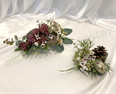 Silk Flower for Wedding Cake Decoration (Artificial Flowers & Pine Cones) Colin E | ARTISTIC GREENERY