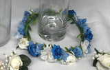 Custom-made Floral Crown - White & Blue - Mary K