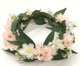 Custom-made Floral Crown - White & Pink Blossom