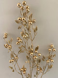 Matt Gold Style A - DS0049 Gold Glitter Berries with Leaves 100cm | ARTISTIC GREENERY