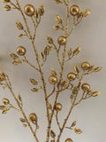 Glitter Gold Style B - DS0049 Gold Glitter Berries with Leaves 100cm | ARTISTIC GREENERY