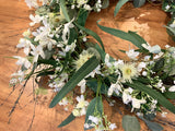 Natural Style White Flowers & Greenery Wreath 60cm - WRE0001 | ARTISTIC GREENERY
