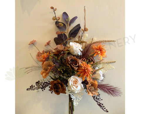 Dried Flowers Style Bouquet - Mixed Flowers - Orange & Brown