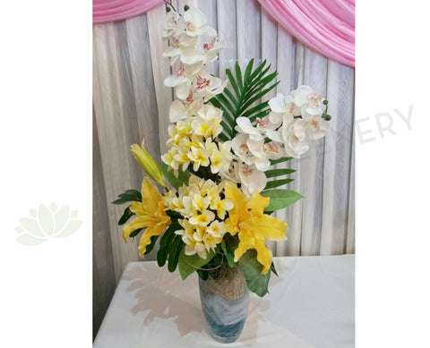 FA1046 - Frangipani Orchid & Lily Arrangement (70cm Height)