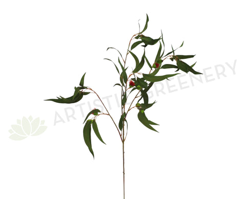 F-ASB-GB10GREEN Gum Blossom / Eucalyptus Branch Green 98cm with Nuts (Real Touch)