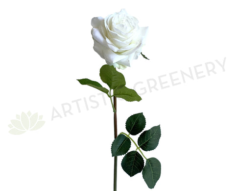 F-SP0107L Real Touch Quality Single White Rose Stem 44cm Large | ARTISTIC GREENERY 