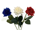 F-SP0107 Real Touch Quality Single Rose Stem 42cm Latex Rose Blue / White / Red | ARTISTIC GREENERY