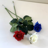 F-SP0107 Real Touch Quality Single Rose Stem 42cm Latex Rose Blue / White / Red | ARTISTIC GREENERY 