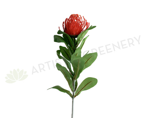 F0067 Silk Protea Pincushion Single Stem 80cm Red | ARTISTIC GREENERY