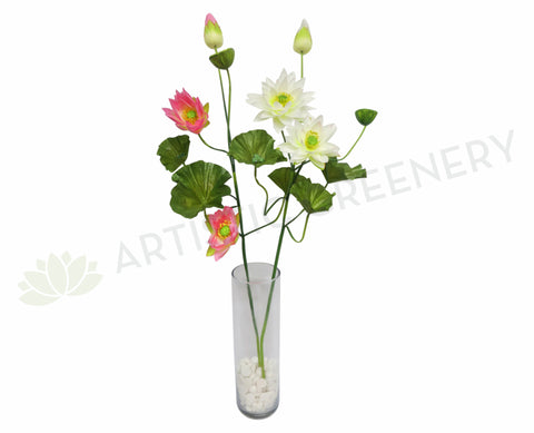 F0072 Water Lily / Lotus Spray 120cm White / Pink