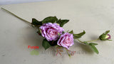 F0100 Silk Open Rose Spray 74cm Cream Purple White | ARTISTIC GREENERY