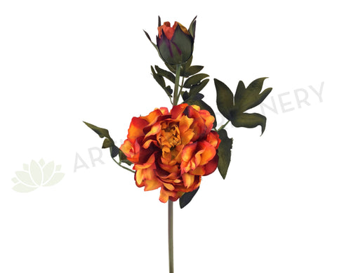 F0106 Peony Spray 54cm Blood Orange