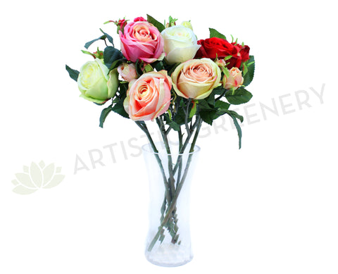 F0117 Large Rose Spray Silk (6 colours) 52cm