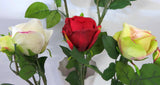 F0117 Large Rose (White, Red and Light Green)