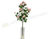 F0124 Hydrangea Branch with Leaves 144cm Pink