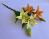 F0138L Latex Oriental Lily Spray 74cm Orange / Yellow | ARTISTIC GREENERY