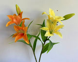 F0138L Latex Oriental Lily Spray 74cm Orange / Yellow | ARTISTIC GREENERY